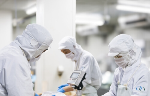 パラキャップの着用による髪の毛の混入防止